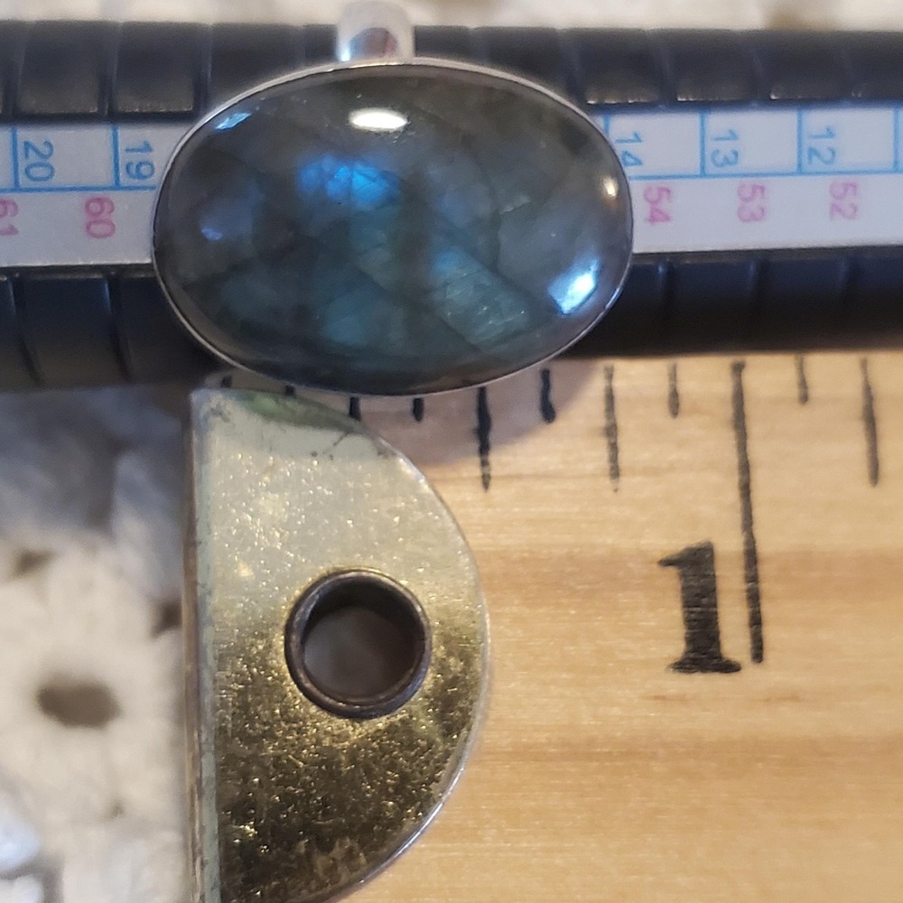 Sterling Silver 925 Labradorite Oval Cabochon Statement Ring 8 Boho Handmade Blu - Picture 7 of 8